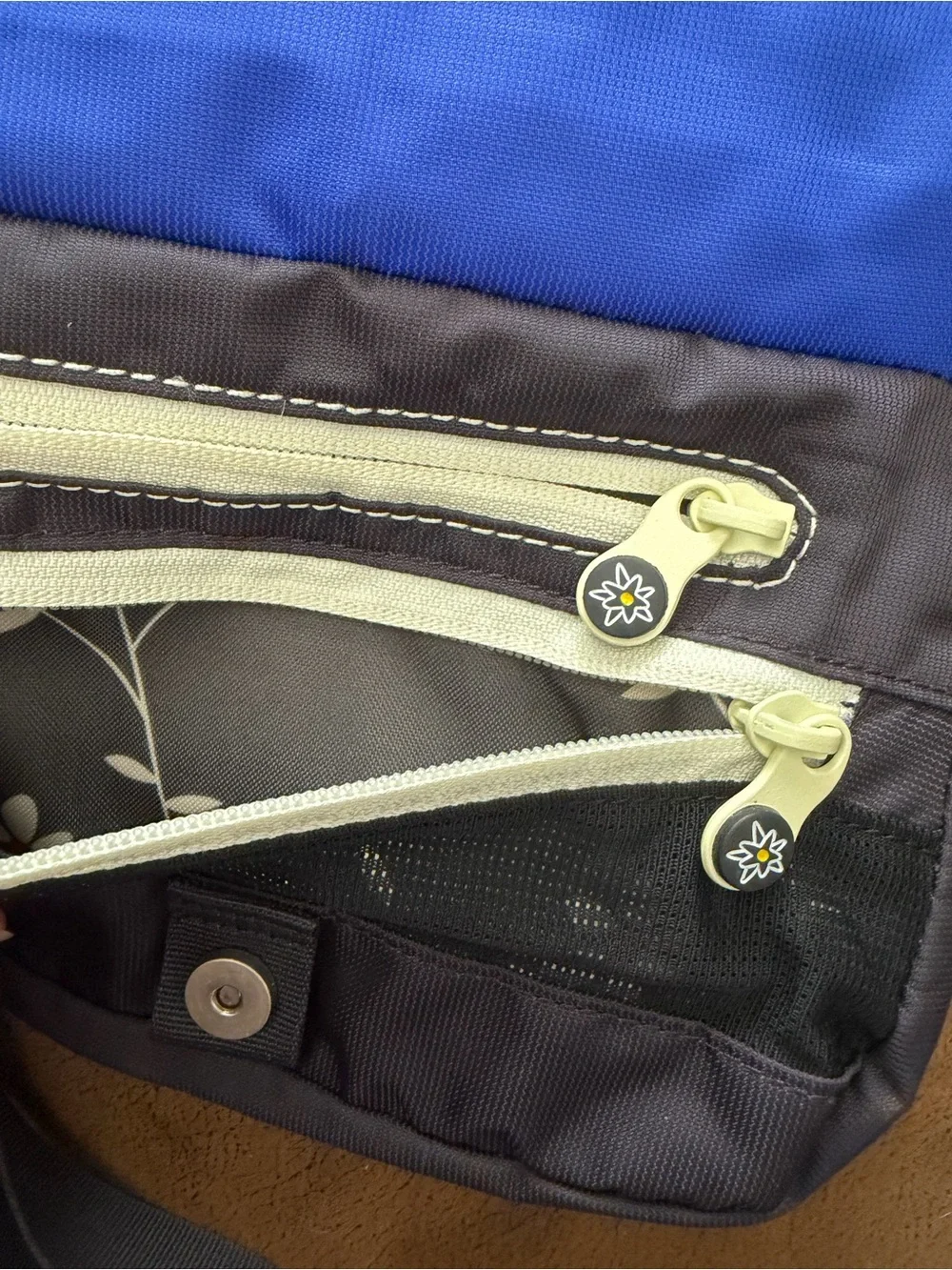 Sherpani Royal Blue Crossbody with Gray Strap and Cream Accents